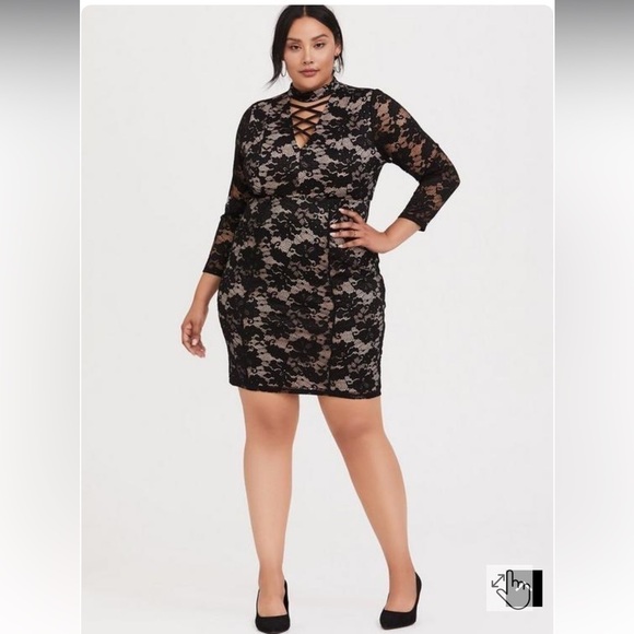Torrid Black Lace Mock Neck Shift Dress Size 2 Wedding Formal Cocktail Gothic - Picture 1 of 16